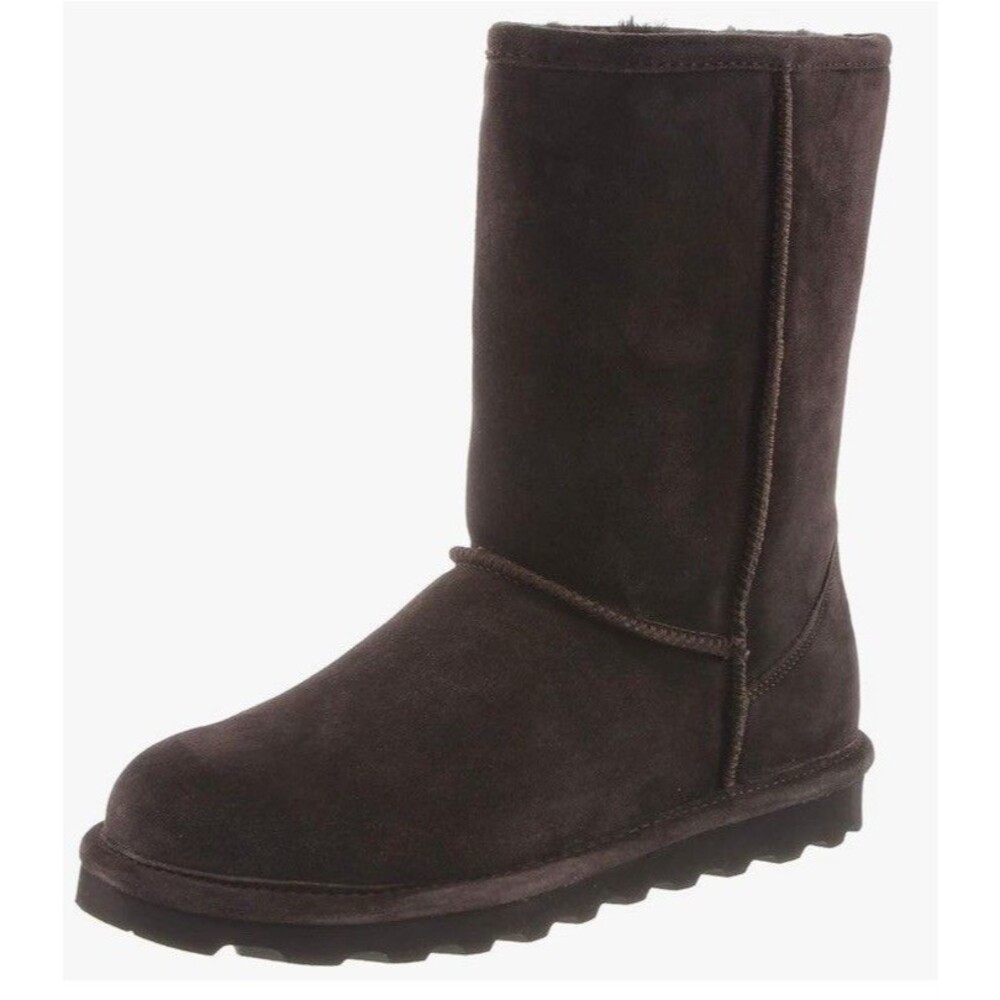 Bearpaw Elle Short Wide Suede Sheepskin Wool Boots Women US 13 Brown - Picture 2 of 11